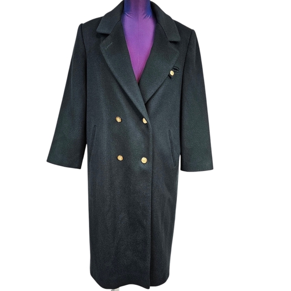 Vintage 80s Forecaster Emerald Green Double Breasted Wool Trench Coat Size 10 - Picture 10 of 12